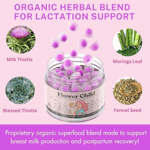Gomitas para Lactancia Flower Child con Moringa Orgánica, Cardo Lechero, Colina y DHA, Suplemento Postnatal Vegano, 60 Unidades - imagen 4