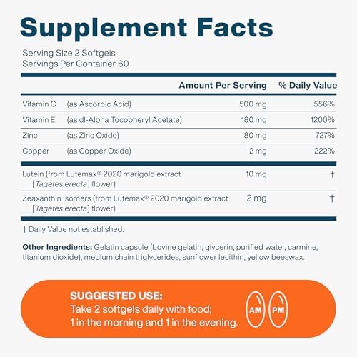 Suplemento de Vitaminas y Minerales para la Salud Ocular VISION PROTECTION AREDS 2, Fórmula del Estudio AREDS 2 con Luteína, Vitamina C y Zeaxantina, - imagen 6