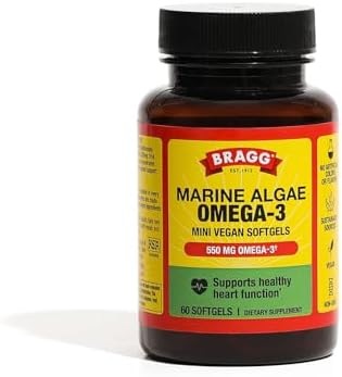 Cápsulas de Suplemento Omega-3 Bragg con DHA y EPA - 60 Softgels Veganas - Algas Marinas Sostenibles - Apoya la Salud Ocular y Cerebral - imagen 1