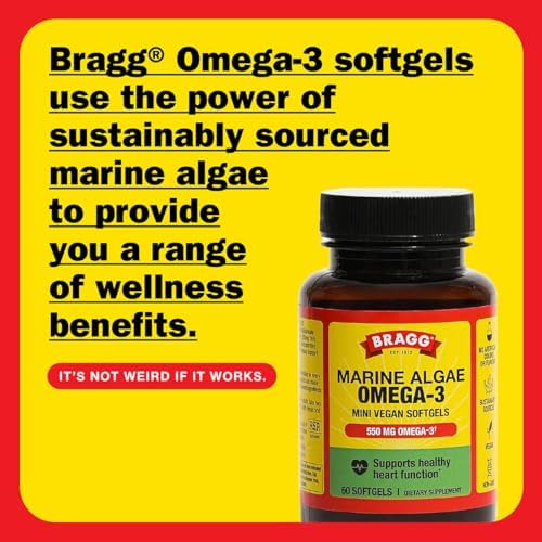 Cápsulas de Suplemento Omega-3 Bragg con DHA y EPA - 60 Softgels Veganas - Algas Marinas Sostenibles - Apoya la Salud Ocular y Cerebral - imagen 2
