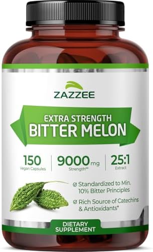 Zazzee Extracto de Melón Amargo Extra Fuerte 25:1, 10% Principios Amargos, 150 Cápsulas Veganas, 5 Meses de Suministro, Antioxidante y Soporte - imagen 1