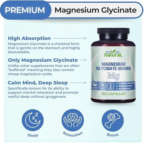 Suplemento de Cápsulas de Glicinato de Magnesio Natural 500 mg - Vegano, Sin Rellenos - Apoya el Sueño y la Relajación - imagen 2