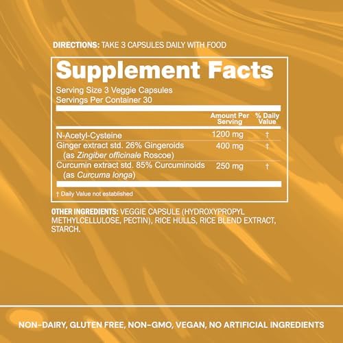 Suplemento NAC Blueprint Bryan Johnson - Promueve la Relajación, Función Inmunológica y Salud Respiratoria - Con N-Acetil-L-Cisteína, Jengibre, - imagen 2