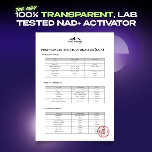 Suplemento PURE HEALTH MAX NMN con NAD+ y Resveratrol - Alternativa NMNH | Suplementos Liposomales de NAD para Hombres y Mujeres - Apoya la Energía - imagen 5