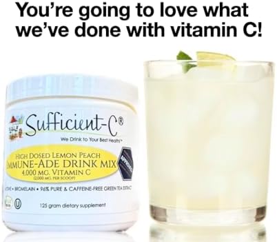 Mezcla de Bebida Sufficient-C Alta Dosis de Vitamina C No GMO Limón Durazno, Tamaño Conveniente de 125 Gr con L-lisina, Bromelina y Extracto Premium - imagen 4