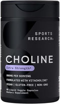 Sports Research ® Cholina Extra Fuerte 800 mg - Nutriente Esencial con VitaCholine ® para Apoyo en la Concentración - Vegano • Sin OGM • Libre de - imagen 1