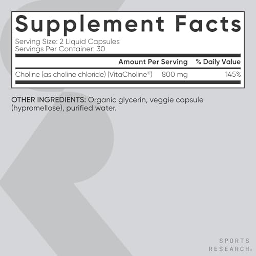 Sports Research ® Cholina Extra Fuerte 800 mg - Nutriente Esencial con VitaCholine ® para Apoyo en la Concentración - Vegano • Sin OGM • Libre de - imagen 5