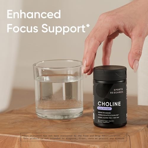 Sports Research ® Cholina Extra Fuerte 800 mg - Nutriente Esencial con VitaCholine ® para Apoyo en la Concentración - Vegano • Sin OGM • Libre de - imagen 6
