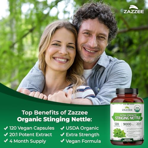 Zazzee Extracto de Hoja de Ortiga Orgánica USDA 20:1, 120 Cápsulas Veganas, Suplemento Herbal para Bienestar Respiratorio e Inmunológico, Hecho en - imagen 4