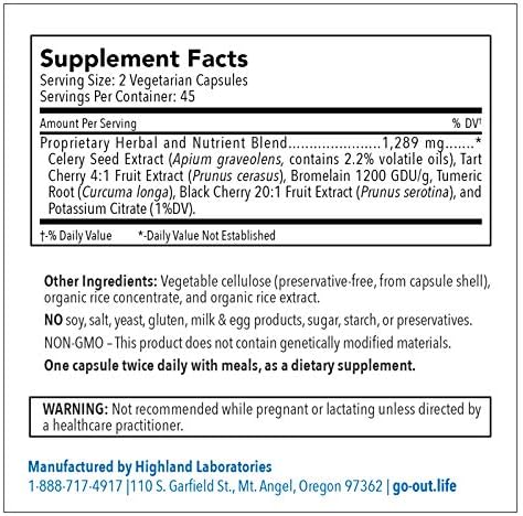 Suplemento Natural para el Ácido Úrico - Go Out Daily Maintenance con Cereza Ácida, Semilla de Apio y Cúrcuma - Vegano, No Transgénico, Sin Gluten, - imagen 6