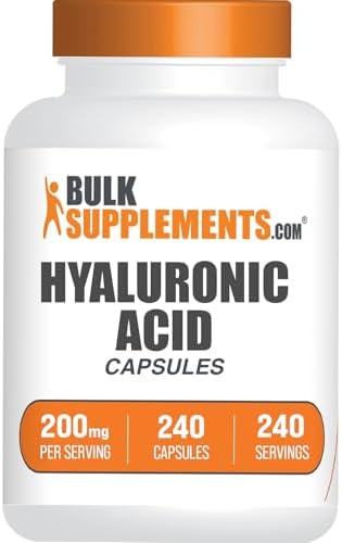 Cápsulas de Ácido Hialurónico BulkSupplements.com - Suplemento de Ácido Hialurónico 200mg, Libre de Gluten, 1 Cápsula por Porción, 240 Contenidos - imagen 1