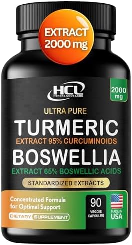 Suplemento de Extracto de Cúrcuma y Boswellia 2000 mg - Alta Potencia con Cúrcuma Curcumina y Extracto de Boswellia Serrata - 95% Curcuminoides - - imagen 1