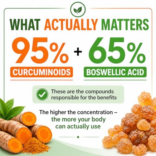 Suplemento de Extracto de Cúrcuma y Boswellia 2000 mg - Alta Potencia con Cúrcuma Curcumina y Extracto de Boswellia Serrata - 95% Curcuminoides - - imagen 4