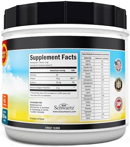 Póder de Péptidos de Colágeno BioSchwartz para Mujeres y Hombres - Colágeno Hidrolizado de Origen Animal - Tipos I y III con 10g de Proteína para - imagen 6