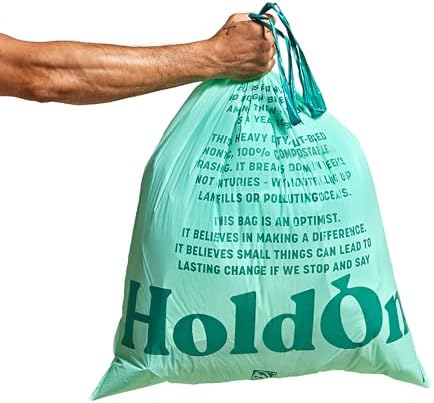 Bolsas de Basura HoldOn de 13 Galones – Bolsas de Cocina Altas de Base Vegetal con Cuerdas para Botes de Basura Altos, Resistentes y Compostables (40 - imagen 1