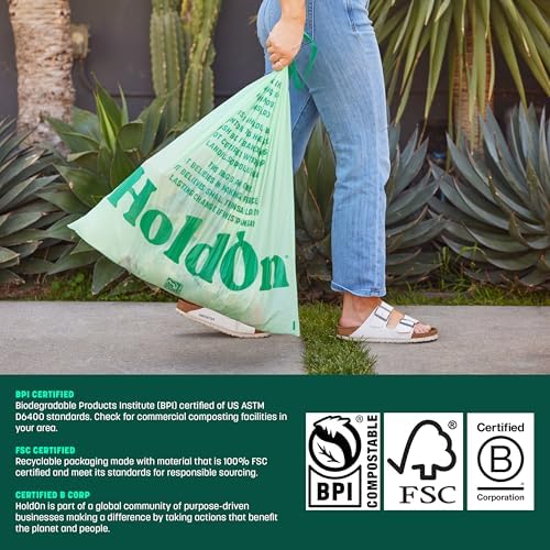 Bolsas de Basura HoldOn de 13 Galones – Bolsas de Cocina Altas de Base Vegetal con Cuerdas para Botes de Basura Altos, Resistentes y Compostables (40 - imagen 7