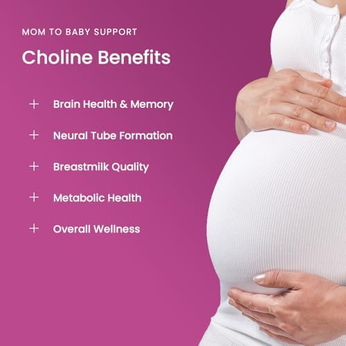 Suplementos de Colina Prenatal 550mg | 120 Cápsulas | Apoya el Desarrollo Cerebral y Función Cognitiva del Bebé Durante el Embarazo y Lactancia | - imagen 3