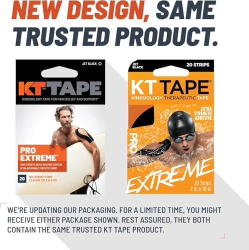 KT Tape Pro Extreme Cinta Kinesiológica Terapéutica Elástica, 20 Tiras Pre Cortadas de 10 Pulgadas, 100% Sintética, Resistente al Agua, Elección - imagen 2