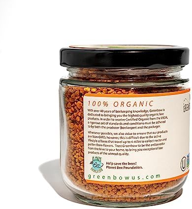 Polen de Abeja Orgánico Greenbow - 100% Certificado USDA Orgánico, No GMO, Halal, Kosher, Puro y Natural - Superalimento Rico en Proteínas, Vitaminas - imagen 3