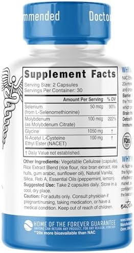 Suplemento Neuro NAC N-Acetil Cisteína Éster Etílico - 600 mg - 20x Más Bioavailable Que NAC - Aumenta Glutatión 10x Más Que Glutatión Liposomal - - imagen 8