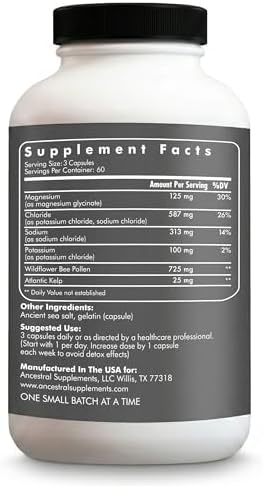 Suplementos Ancestrales Minerales y Electrolitos con Magnesio, Potasio y Sodio, 180 Cápsulas para Hidratación, Salud Inmunológica y Rendimiento - imagen 2