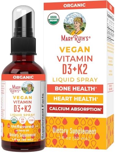 Spray Orgánico D3 + K2 de MaryRuth's para Adultos y Niños | Salud Ósea | Inmunidad | Absorción de Minerales | Vegano | 1 Fl Oz - imagen 1