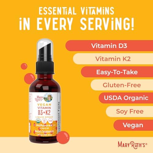 Spray Orgánico D3 + K2 de MaryRuth's para Adultos y Niños | Salud Ósea | Inmunidad | Absorción de Minerales | Vegano | 1 Fl Oz - imagen 7