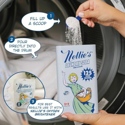 Detergente en Polvo Nellie’s para Ropa 125 Cargas – 4 Ingredientes – Sin Residuo – Seguro para HE y Fosas Sépticas – Hecho en Canadá - imagen 4