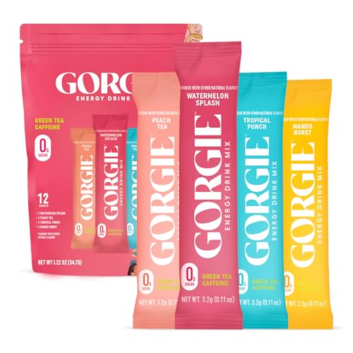 GORGIE Mezcla de Bebida Energética, Sin Azúcar, 150mg de Cafeína de Té Verde, L-Theanina, Biotina, Vitaminas B (B6, B12) - Vegano, Bajo en Calorías, - imagen 1