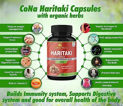 Cápsulas Orgánicas Haritaki de Cona Nature 2250MG, Rejuvenecimiento y Digestión, 120 Caps, Sin GMO, Veganas y Sin Gluten - imagen 5
