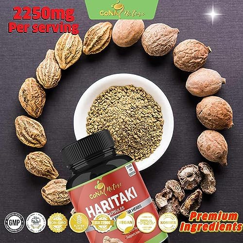 Cápsulas Orgánicas Haritaki de Cona Nature 2250MG, Rejuvenecimiento y Digestión, 120 Caps, Sin GMO, Veganas y Sin Gluten - imagen 7