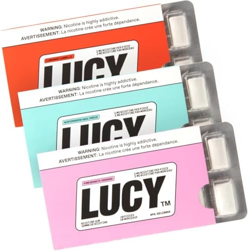 Chicles de Nicotina LUCY™ 2mg, 30 piezas, Sabor Granada, Canela y Menta - Ayuda para Dejar de Fumar, Reduce Síntomas de Abstinencia y Ansias - imagen 1