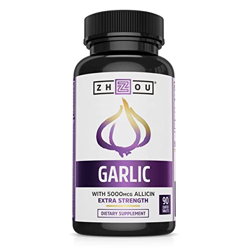 Suplementos de Ajo Zhou con Alicina - Extracto de Ajo Sin Olor, 5000 mcg de Alicina por Tableta para la Salud Inmunológica y Cardiaca - 90 Tabletas - imagen 4