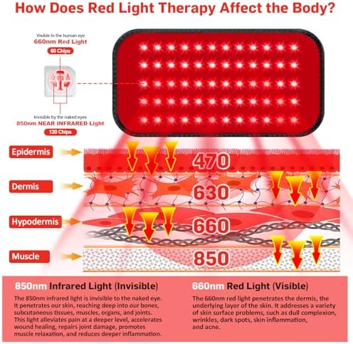 Terapia de Luz Roja para Cuerpo, Almohadilla de Luz Infrarroja 660nm 850nm, Envoltura Usable con Control Remoto y Temporizador para Espalda, Hombros, - imagen 2