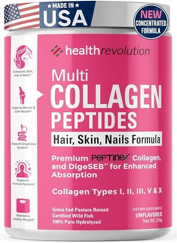 Polvo de Péptidos de Colágeno Múltiple – Tipos I, II, III, V, X, Colágeno Hidrolizado para Mujeres, 99% de Absorción, Piel, Cabello, Uñas, - imagen 1