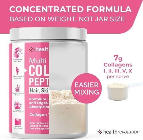 Polvo de Péptidos de Colágeno Múltiple – Tipos I, II, III, V, X, Colágeno Hidrolizado para Mujeres, 99% de Absorción, Piel, Cabello, Uñas, - imagen 3