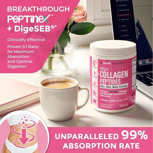 Polvo de Péptidos de Colágeno Múltiple – Tipos I, II, III, V, X, Colágeno Hidrolizado para Mujeres, 99% de Absorción, Piel, Cabello, Uñas, - imagen 4