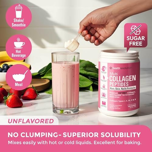 Polvo de Péptidos de Colágeno Múltiple – Tipos I, II, III, V, X, Colágeno Hidrolizado para Mujeres, 99% de Absorción, Piel, Cabello, Uñas, - imagen 6