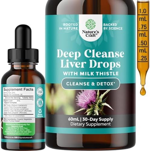 Limpieza Profunda del Hígado, Detox y Reparación con Gotas Líquidas de Cardo Mariano - Extracto de Alcachofa y Diente de León, Jengibre y Cúrcuma - 2 - imagen 1