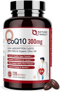 NATURE TARGET CoQ10 300mg en Softgels + PQQ con Aceite de Oliva Orgánico - Alta Absorción - Antioxidante para la Salud del Corazón y Energía, 120 - imagen 1