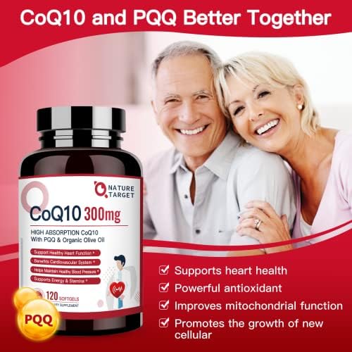 NATURE TARGET CoQ10 300mg en Softgels + PQQ con Aceite de Oliva Orgánico - Alta Absorción - Antioxidante para la Salud del Corazón y Energía, 120 - imagen 3