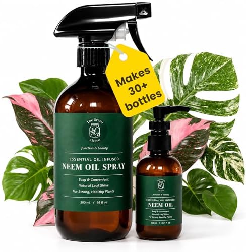 Aceite de Neem para Plantas (Rinde 30 Botellas) con Botella de Spray y Aceites Esenciales para Plantas de Interior y Jardines Exteriores, Brillo - imagen 1