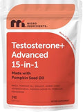 Micro Ingredients Testosterone+ Avanzado para Hombres y Mujeres, 240 Softgels | Complejo 15 en 1 con Tongkat Ali, Horny Goat Weed, Shilajit, Maca y - imagen 1