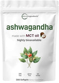 Suplementos de Ashwagandha Micro Ingredients | 300 Softgels de Aceite MCT de Coco con Pimienta Negra para Mejor Absorción | Extracto Potente | Sin OGM - imagen 1