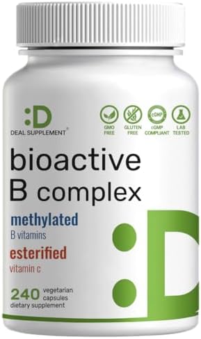 Complejo de Vitaminas B Bioactivas para Hombres y Mujeres, 240 Cápsulas Veganas - Complejo B Metilado y Vitamina C Esterificada - Alta Potencia y - imagen 1