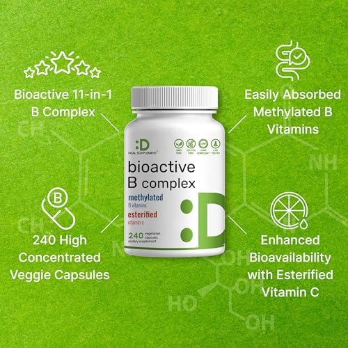 Complejo de Vitaminas B Bioactivas para Hombres y Mujeres, 240 Cápsulas Veganas - Complejo B Metilado y Vitamina C Esterificada - Alta Potencia y - imagen 4