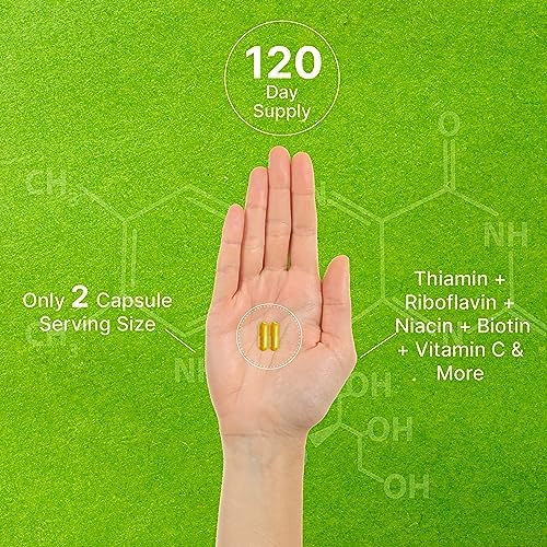 Complejo de Vitaminas B Bioactivas para Hombres y Mujeres, 240 Cápsulas Veganas - Complejo B Metilado y Vitamina C Esterificada - Alta Potencia y - imagen 5