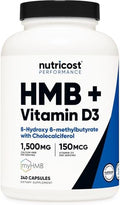 Suplemento Nutricost HMB (1500mg) y Vitamina D3 (6000 IU) - 240 Cápsulas, 80 Porciones - Libre de Gluten y No Transgénico - imagen 1