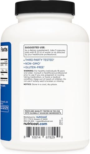 Suplemento Nutricost HMB (1500mg) y Vitamina D3 (6000 IU) - 240 Cápsulas, 80 Porciones - Libre de Gluten y No Transgénico - imagen 4