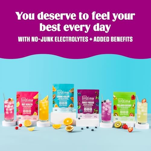Suplemento Ultima Replenisher Daily Focus en polvo con electrolitos - Sabor Acai Blueberry, 14 Stickpacks - Hidratación con 60mg de cafeína del - imagen 8
